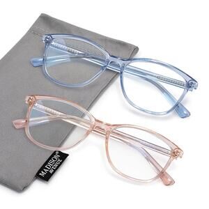 Madison Avenue 2 Pack TR90 Blue Light Blocking Reading Glasses for Women 3.0
